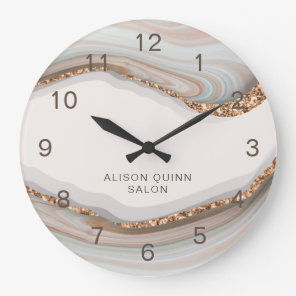 Personalised Name Stone Marble Agate  Large Clock