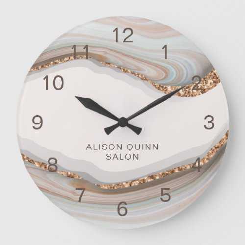 Personalised Name Stone Marble Agate  Large Clock
