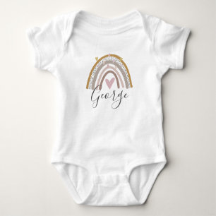 Personalised name unisex rainbow baby baby bodysuit