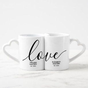 Personalised Names and Date Script Love Coffee Mug Set