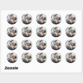 Personalised Names Photo Script Save the Date Classic Round Sticker (Sheet)