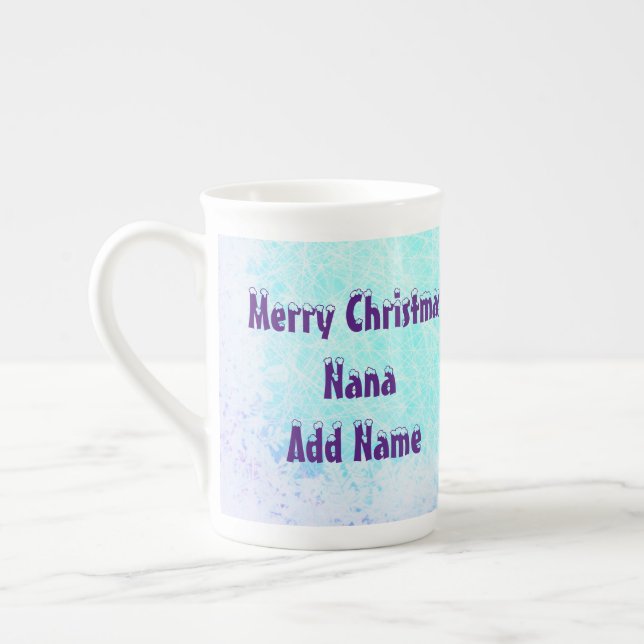 Personalised Nana Christmas Gift Bone China Mug (Left)