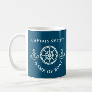 Personalised Nautical Boat/Captain Editable Name Coffee Mug