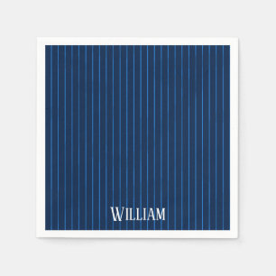 Personalised navy blue pinstripes napkins