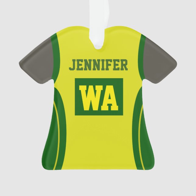 Personalised Netball Acrylic dark skin Ornament (Front)