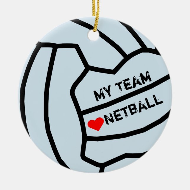 Personalised Netball Ball Design Ceramic Ornament (Front)