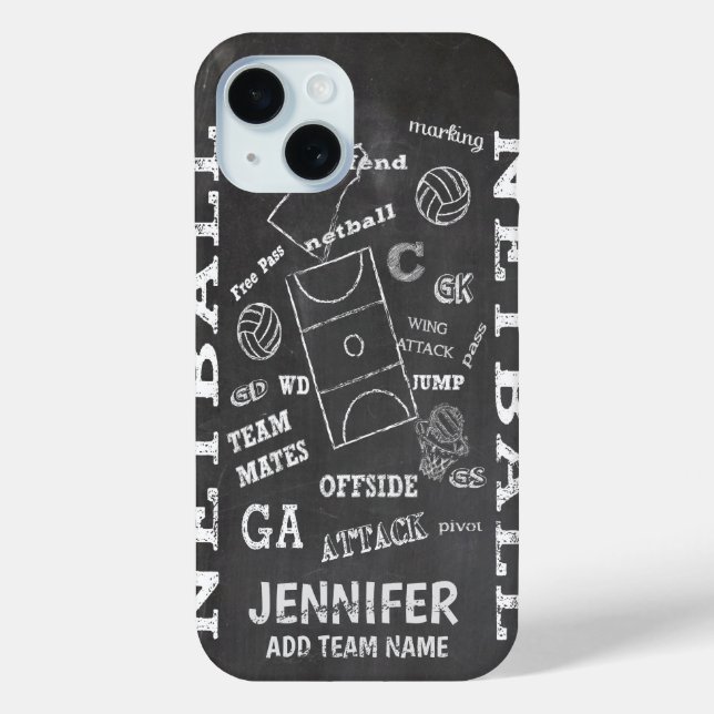 Personalised netball chalkboard Case-Mate iPhone case (Back)