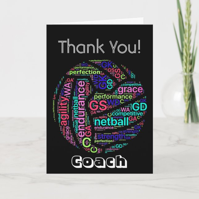 Personalised Netball Coach Thank You Card (Front)