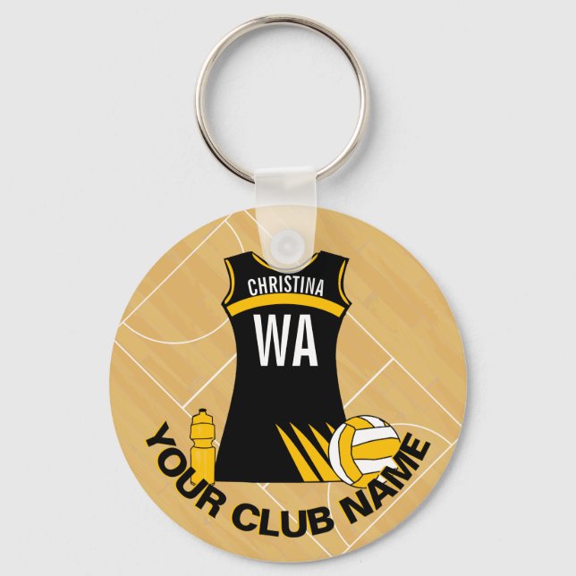 Personalised netball design netball player keychain (Front)