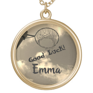 Personalised Netball Hoop Photo Gold Plated Necklace