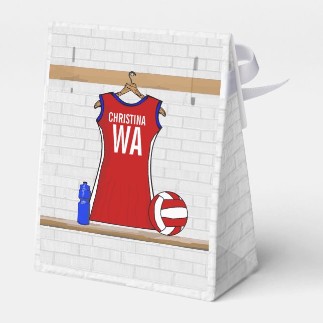 Personalised Netball uniform Favor Boxes (Back Side)