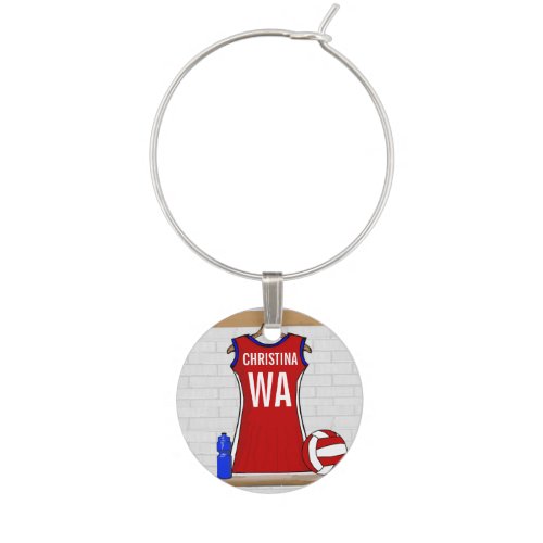 Personalised Netball uniform Wine Glass Charm