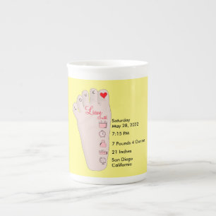 Personalised New Baby Gift Birth Stats Details  Bone China Mug