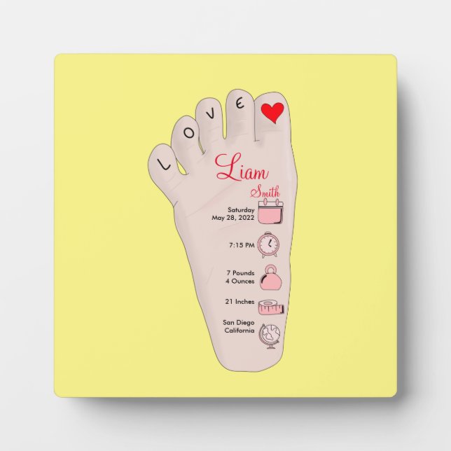 Personalised New Baby Gift Birth Stats Details Plaque (Front)