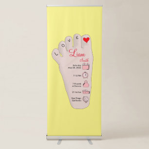 Personalised New Baby Gift Birth Stats Details Retractable Banner