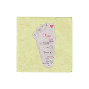 Personalised New Baby Gift Birth Stats Details Stone Magnet