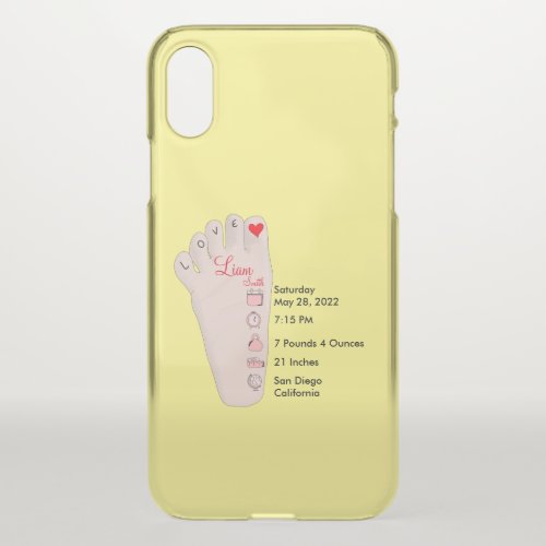 Personalised New Baby Gift Birth Stats Details iPhone XS Case