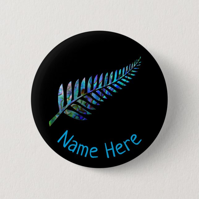 PERSONALISED NEW ZEALAND FERN PAUA BUTTON (Front)