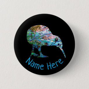 PERSONALISED NEW ZEALAND KIWI PAUA BUTTON