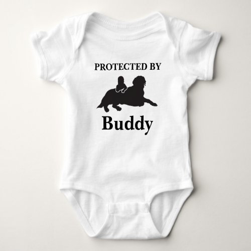 Personalised newborn Protected By Dog  Baby Bodysuit