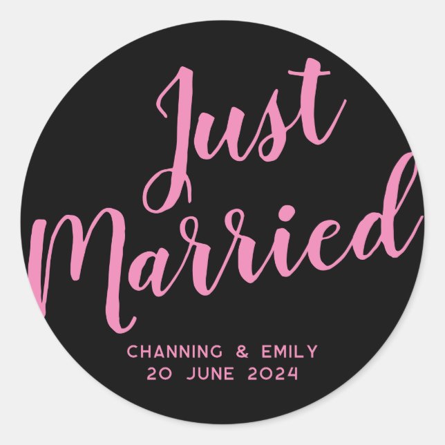 Personalised Newlywed Honeymoon Just Married Classic Round Sticker (Front)