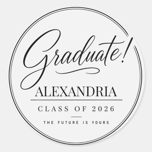Personalised Newspaper Graduation 2026 Classic Rou Round Sticker (Front)