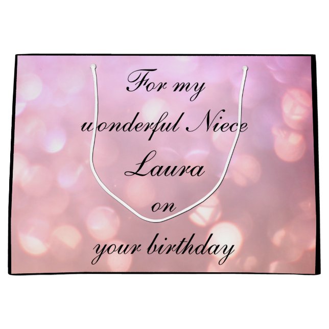 Personalised Niece Birthday Large Gift Bag (Front)
