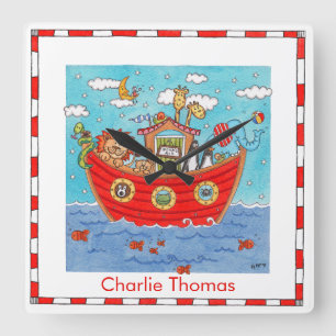 Personalised Noah's Ark Square Wall Clock