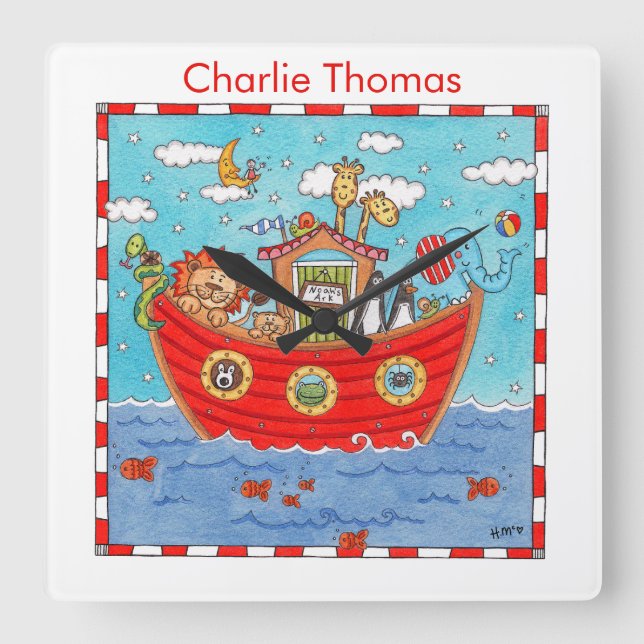 Personalised Noah's Ark  Square Wall Clock (Front)