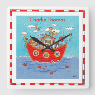 Personalised Noah's Ark Square Wall Clock