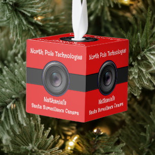 Personalised Novelty Santa Camera Cube Ornament