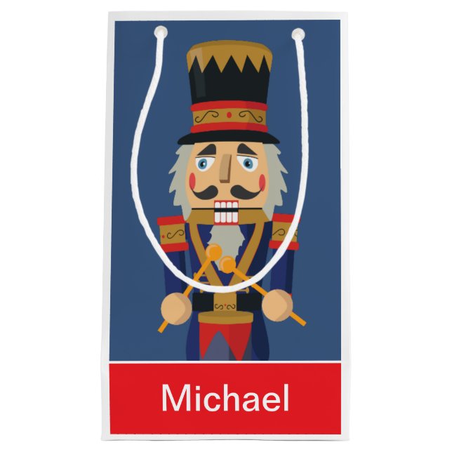 Personalised Nutcracker Toy Blue Soldier Small Gift Bag (Front)