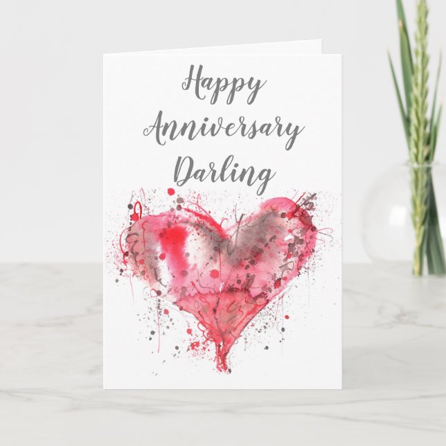 Personalised Occasion Card - Red Splattered Heart (Front)