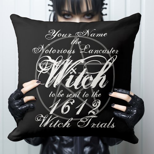 Personalised Occult Witch Trials Black Gothic Throw Pillow