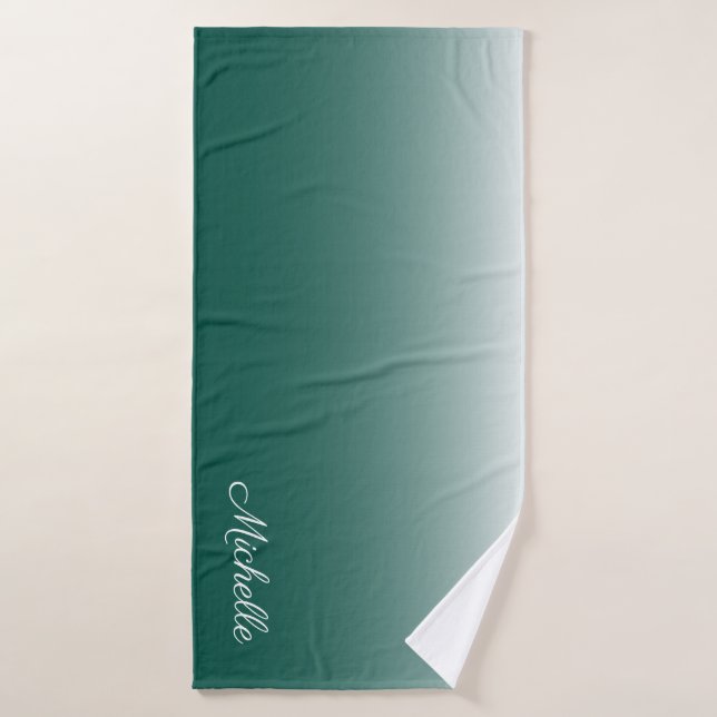 Personalised ombre gradient green bath towel (Bath Towel)