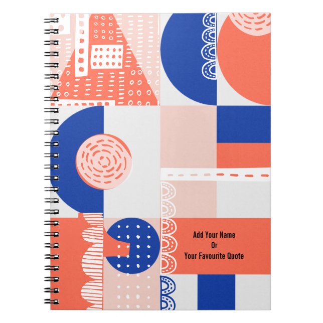 PERSONALISED Orange and Blue Abstract Pattern  Notebook (Front)