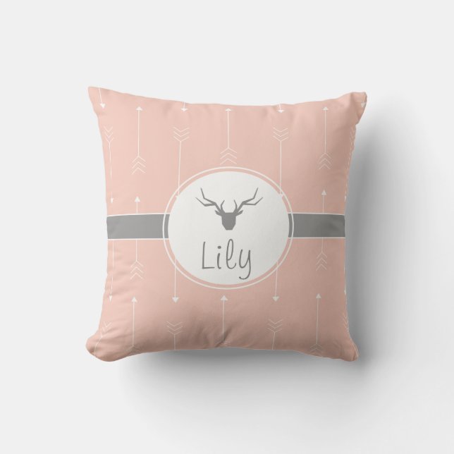 Personalised orange reindeer throw pillow (Front)