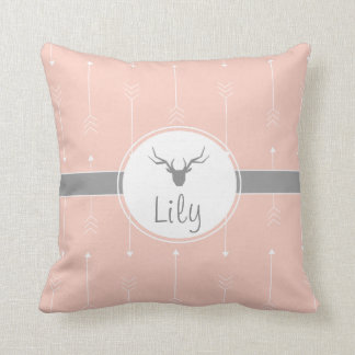 Personalised orange reindeer throw pillow