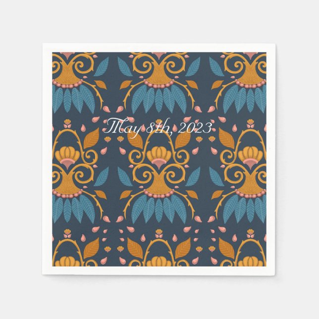 Personalised Ornate pattern Medieval style wedding Napkins (Front)