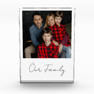 Personalised Our Family Photo Glass Block Printed