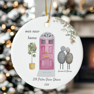 Personalised Our New Home Pebble Couples christmas Ceramic Ornament