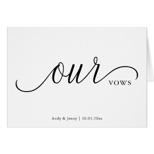 Personalised Our Vows Script Font Wedding Day Card