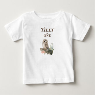 Personalised owl 1st Birthday Baby T-Shirt