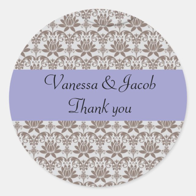 Personalised paisley damask stickers (Front)