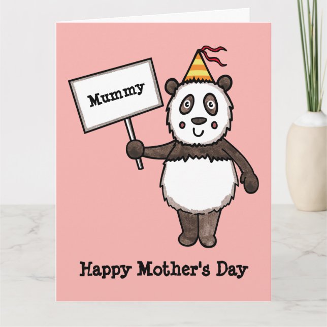 Personalised Panda Mother's Day Card (Front)