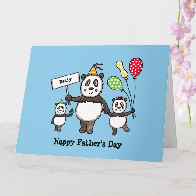 Personalised Panda Party Father's Day Card (Orchid)