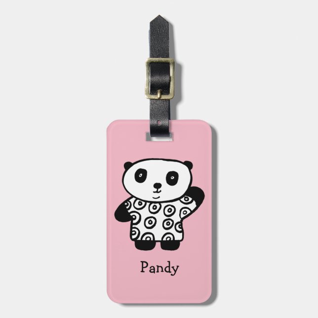 Personalised Pandy the Panda Luggage Tag (Front Vertical)