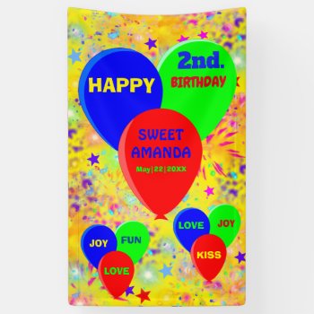Personalised Party Banner Colorful Balloons by CustomizePersonalize at Zazzle