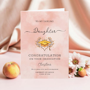 Personalised Peach Darling Daughter Graduation Card