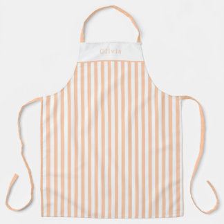 Personalised Peach Stripe Pattern Apron